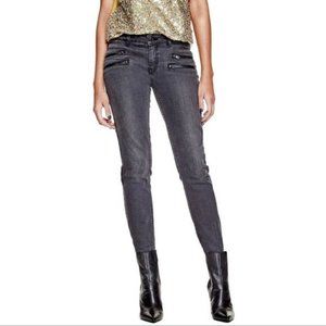 Guess Tapered Moto Zip Skinny Jean in Faded Black